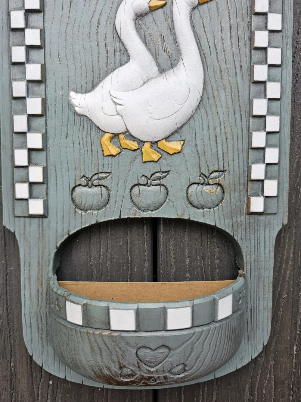 Vintage 1988 Burwood Products Bless This House Country Geese Wall Pocket Planter
